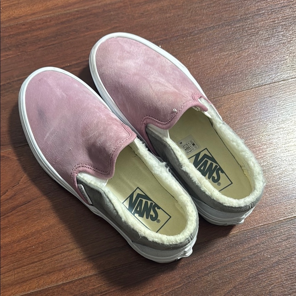 Vans Soft Pink Fleece-Lined Slip-Ons
